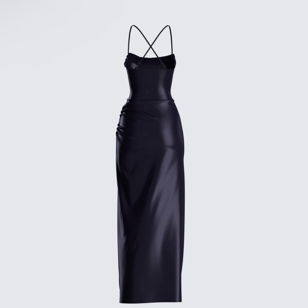 Finesse Lerata Black Satin Maxi Dress - Picture 3 of 10